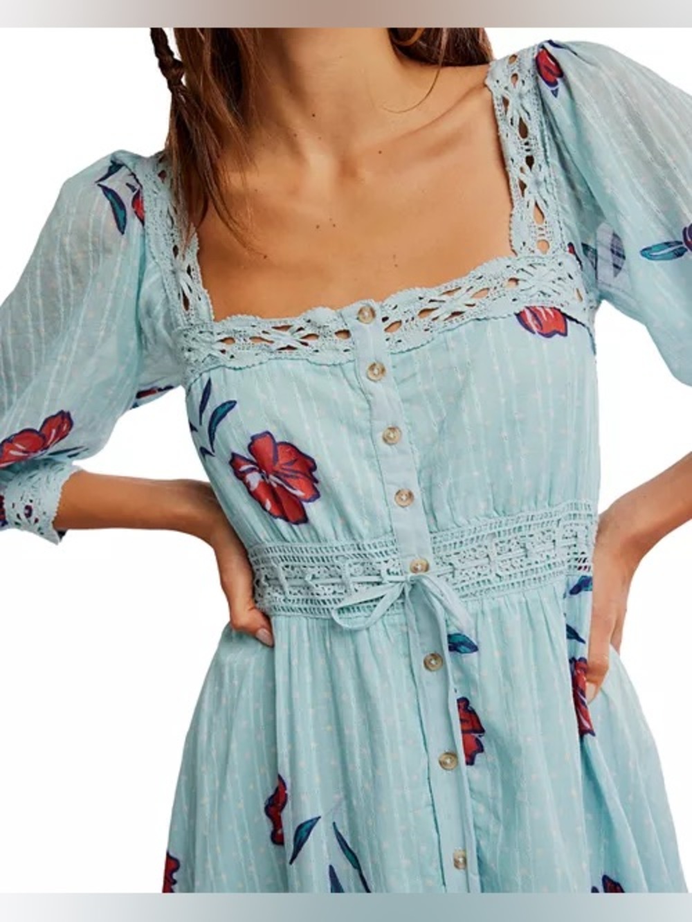 *NWT* Free People Morning Meadows Long-Sleeve Maxi Dress - Picture 5 of 14